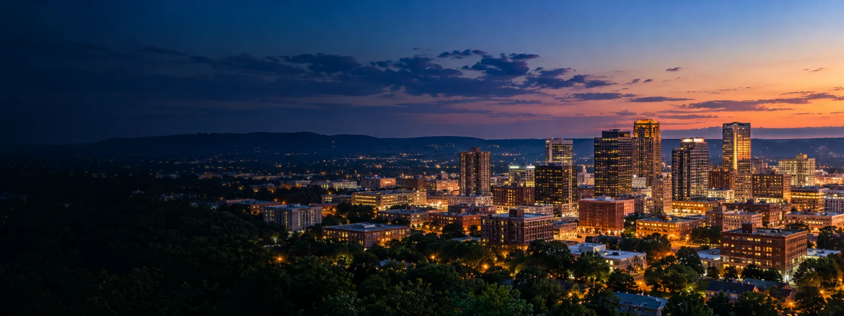 Alabama city lights at dusk