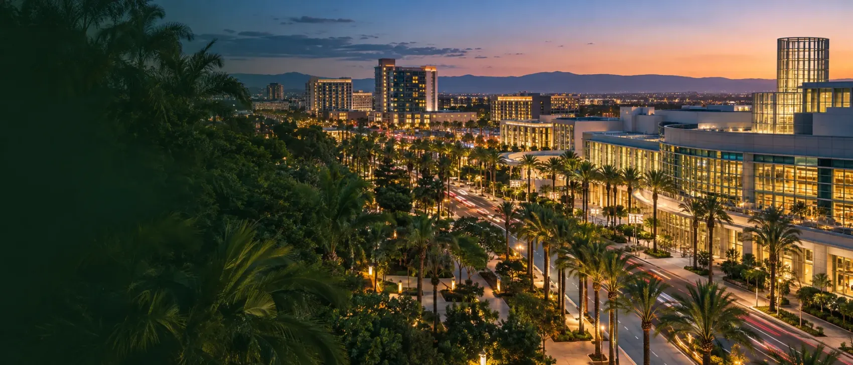 Anaheim city lights at dusk