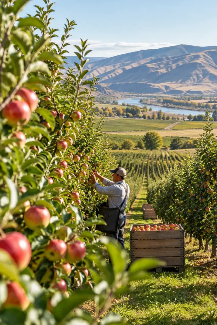 Apple orchard in a Washington fruit valley