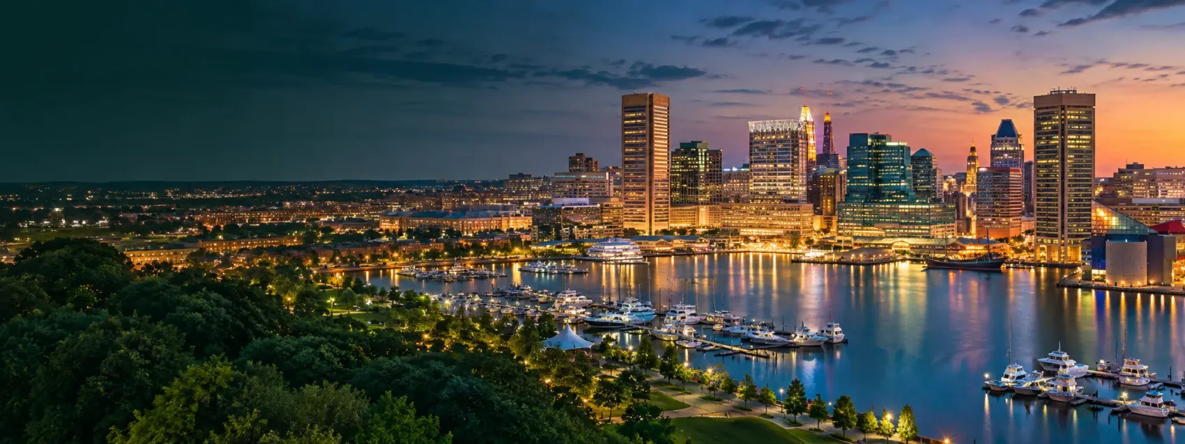 Baltimore Inner Harbor at night