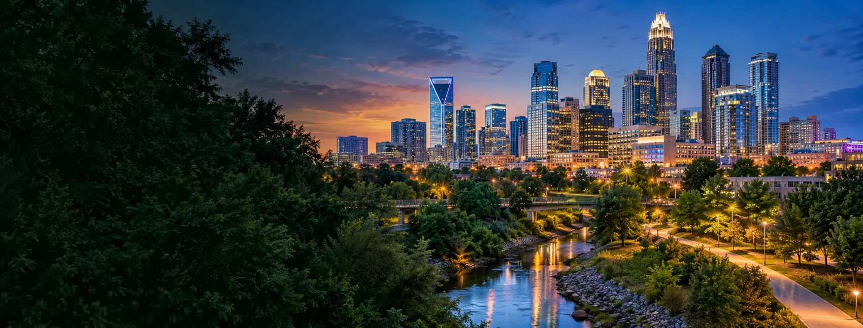 Charlotte skyline at night