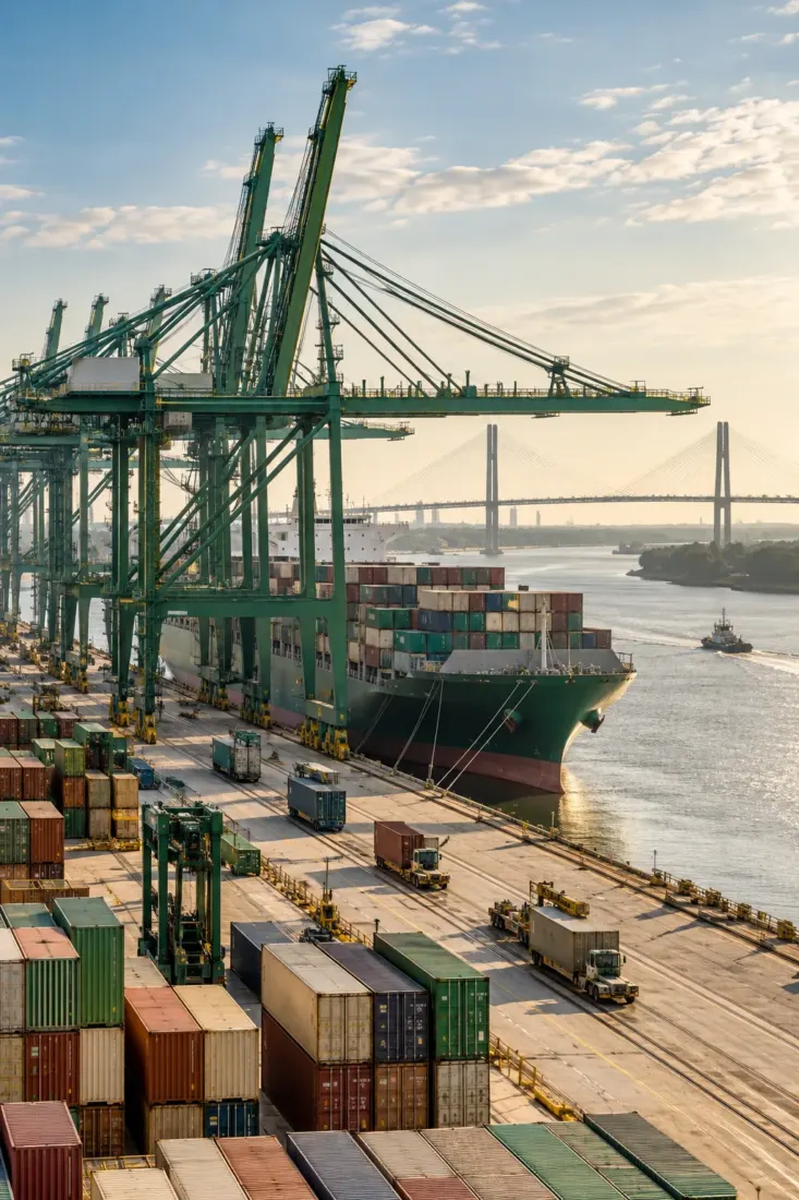 Container cranes at a Georgia port
