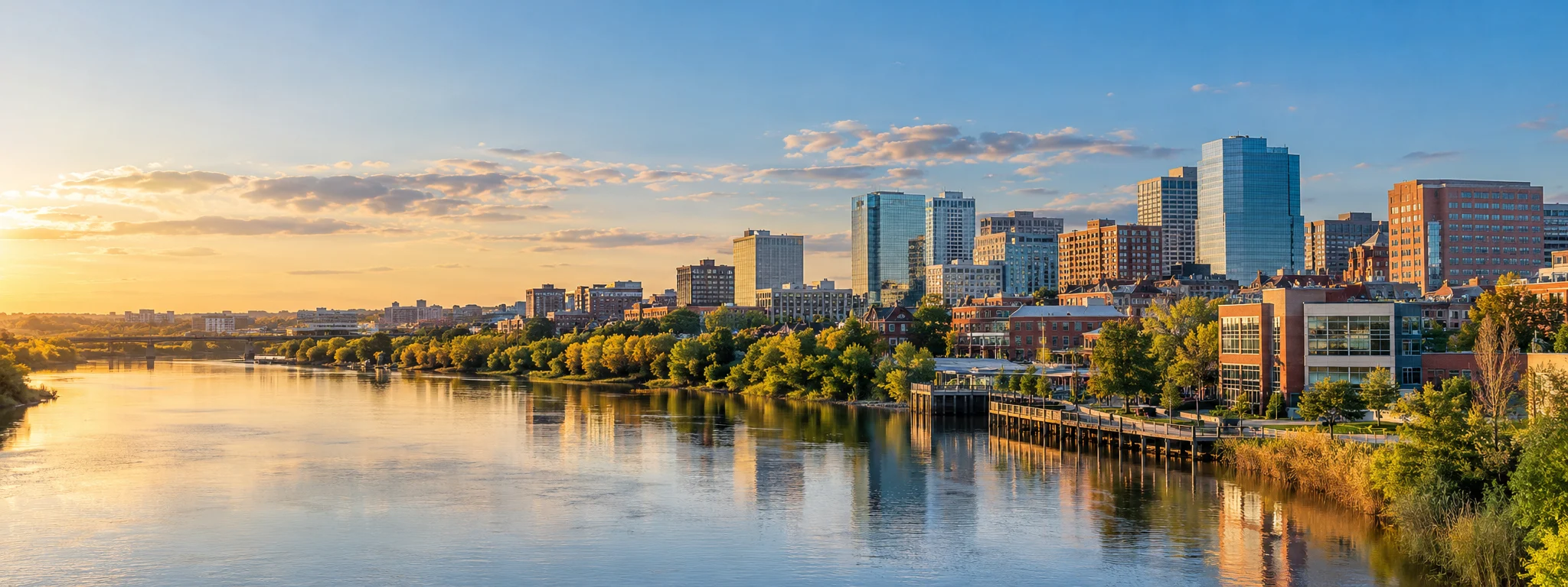 Wilmington skyline on the Christina River, where DevSolutionsAI provides AI services in Delaware