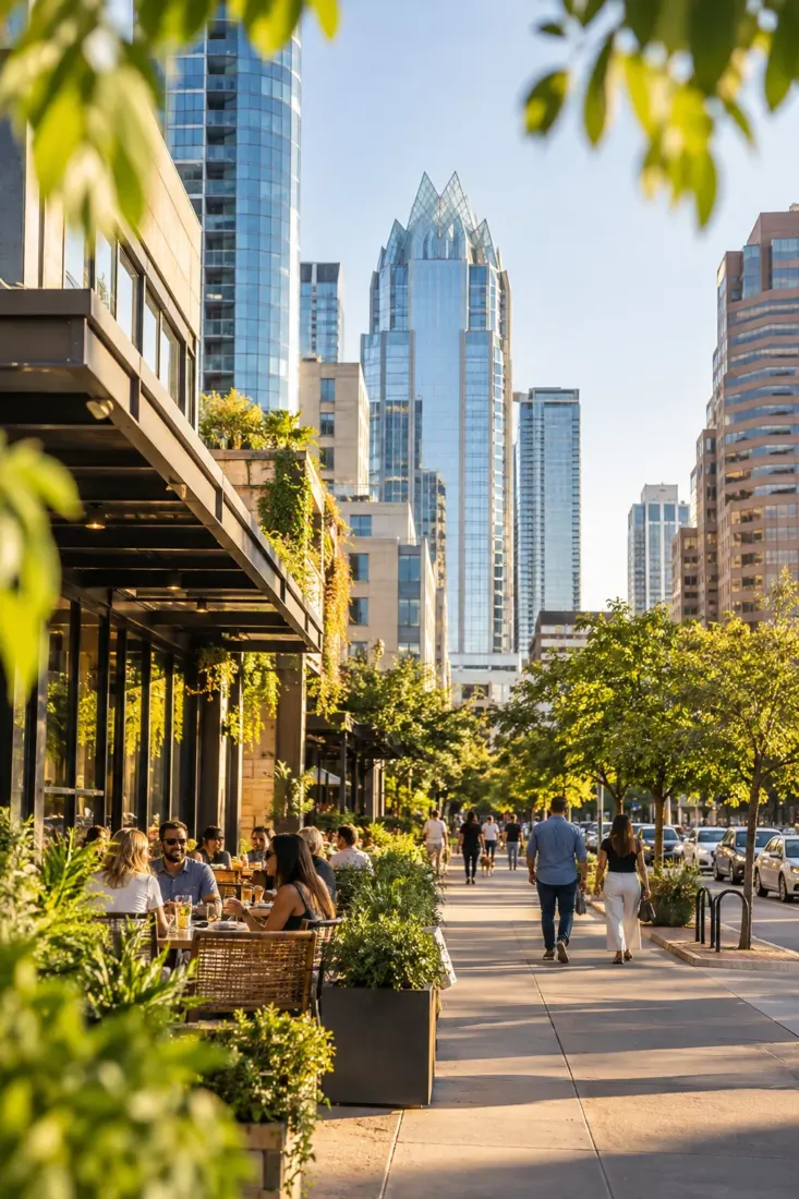 Downtown Austin street with high-rise towers