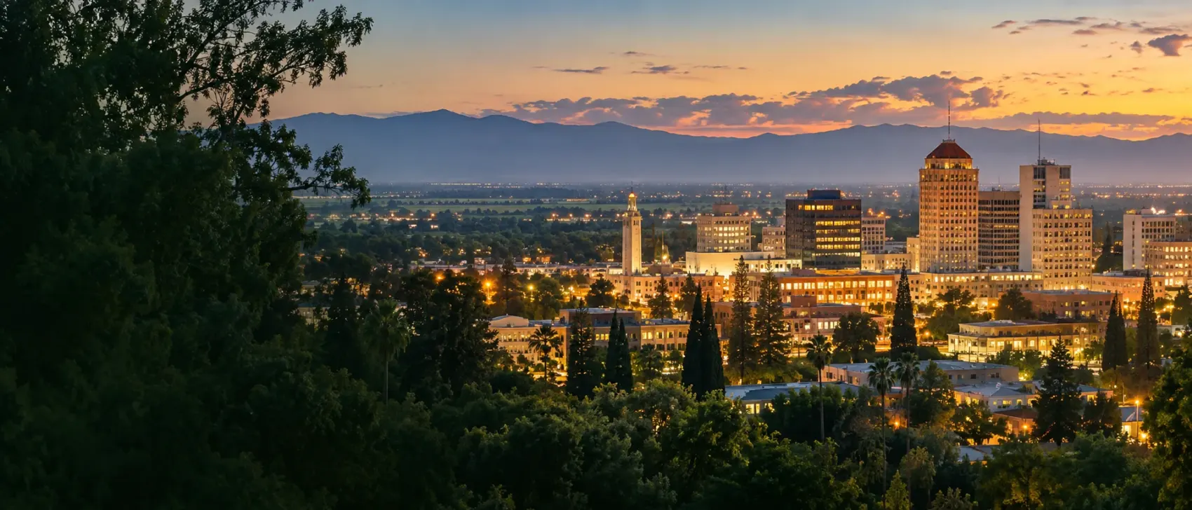 Fresno city lights at dusk