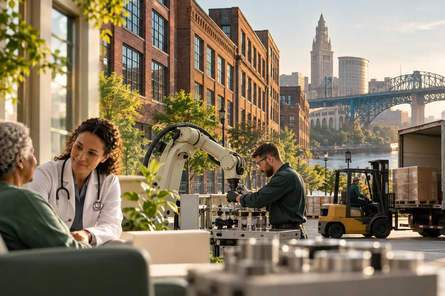 Healthcare and manufacturing workers in Cleveland