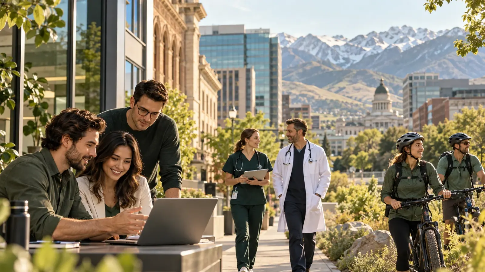 Healthcare and office workers in Salt Lake City
