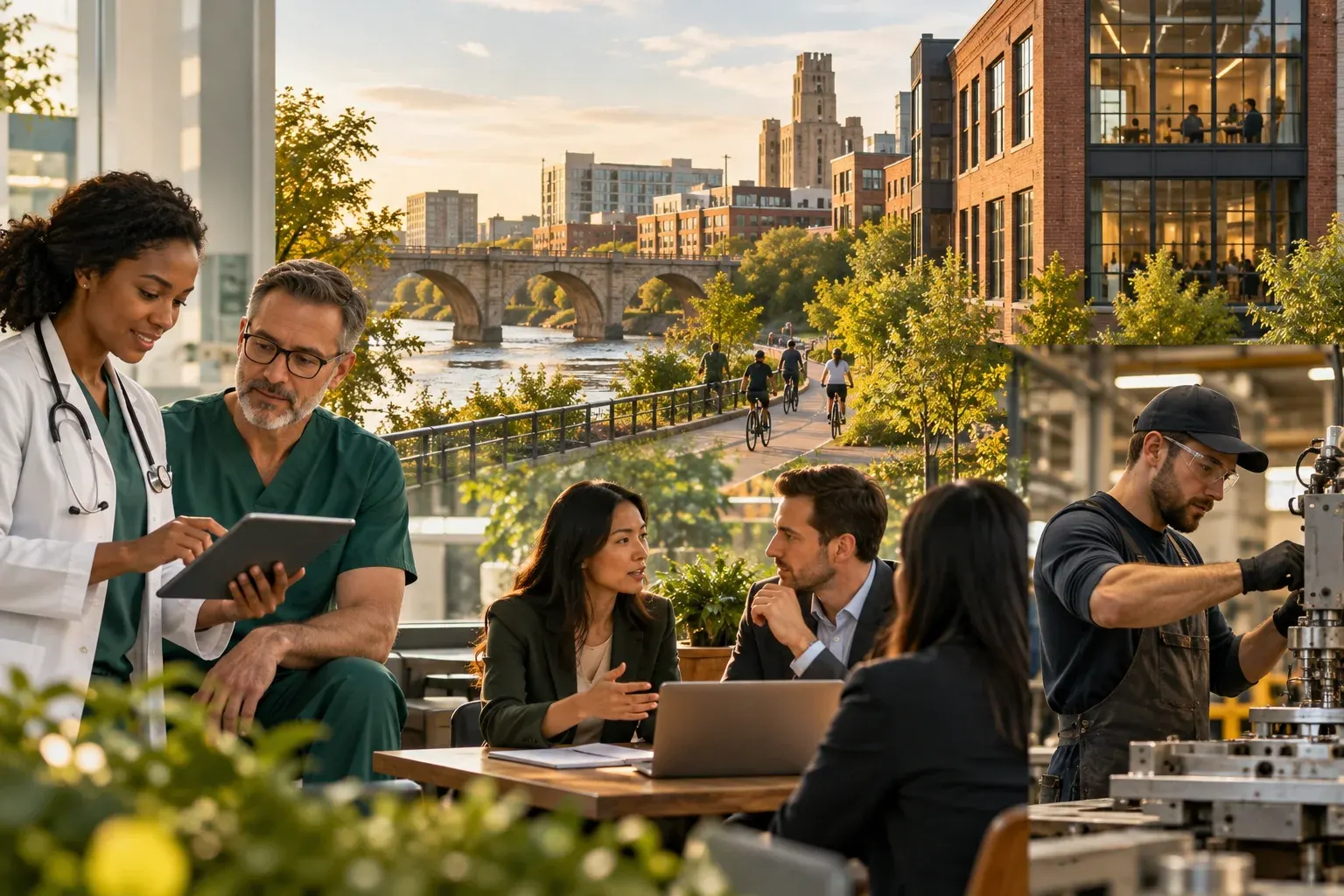 Healthcare, retail and office workers in Minneapolis