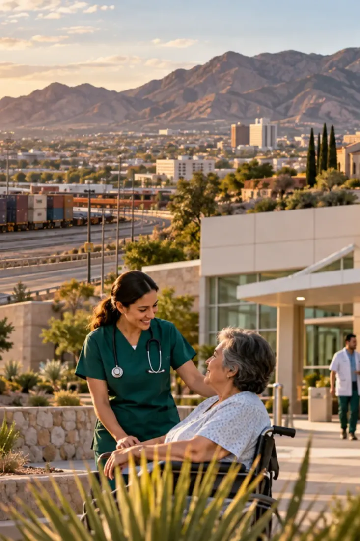 Healthcare worker with a patient in El Paso