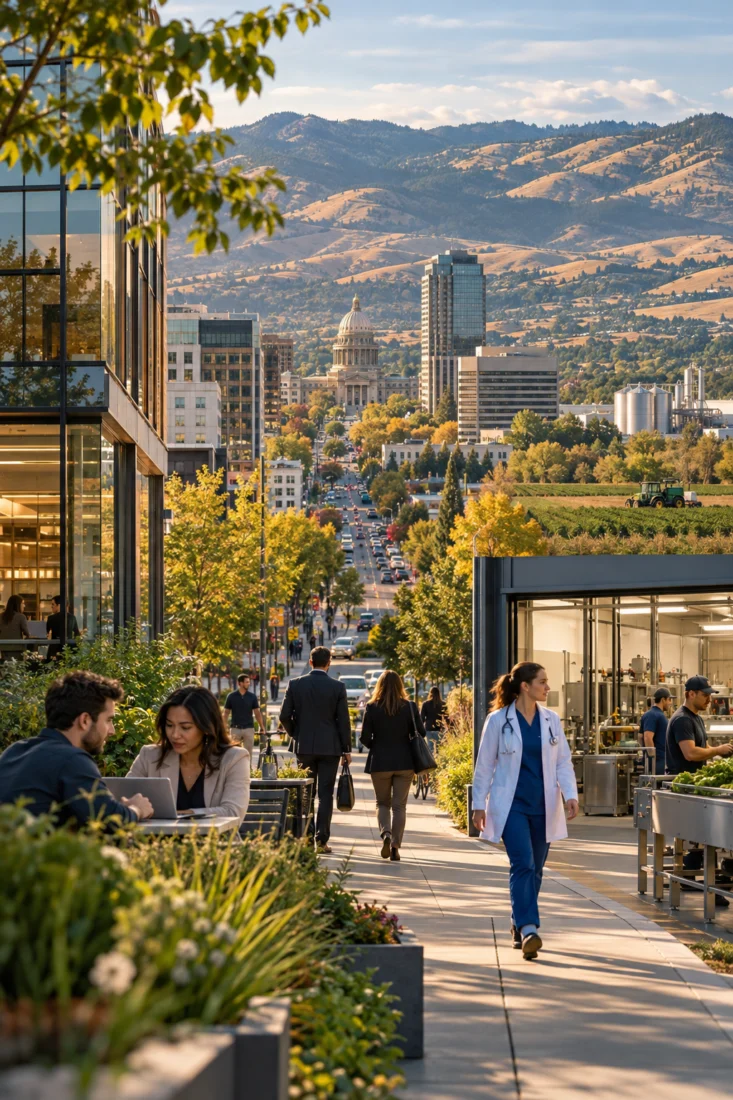 Office and healthcare workers in downtown Boise