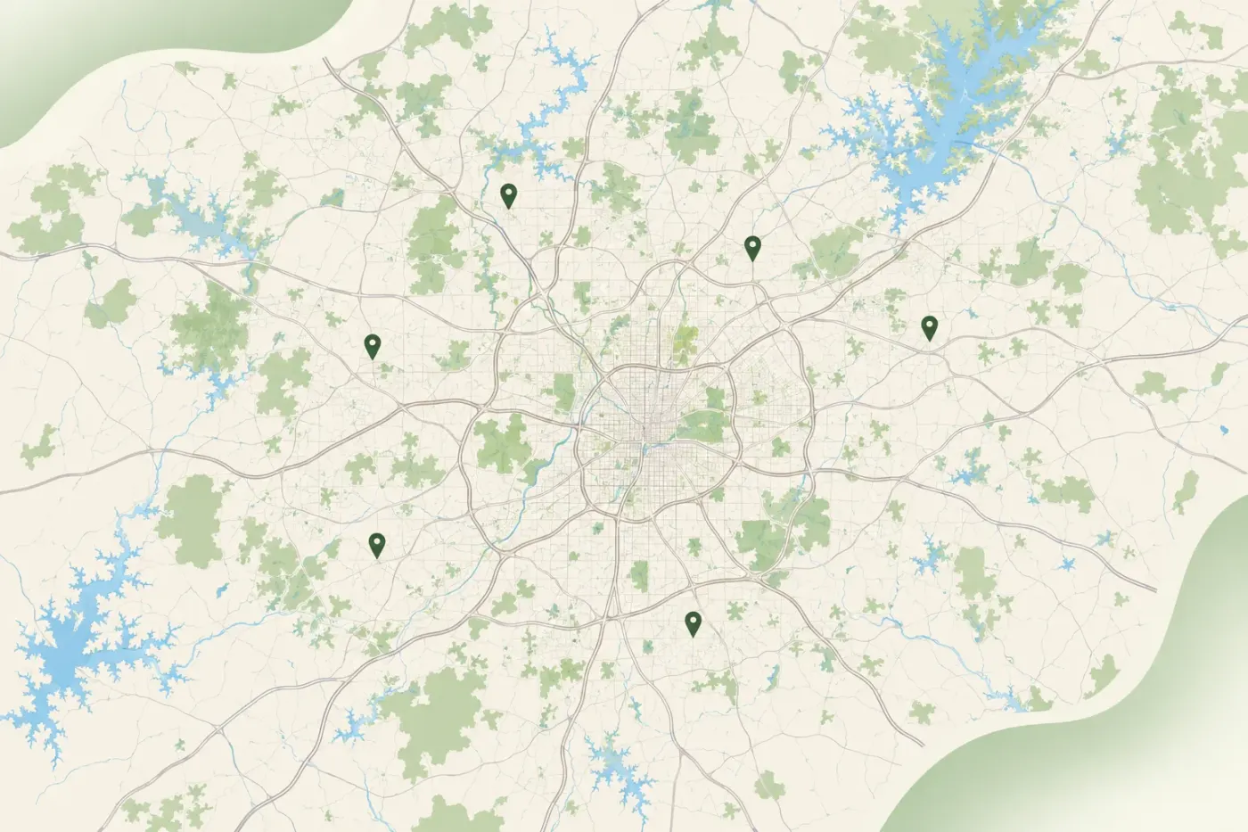 Illustrated map of Atlanta and nearby areas