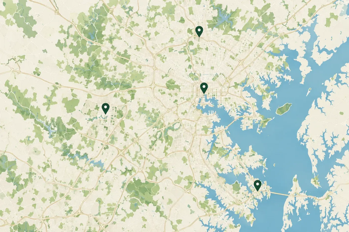 Illustrated map of Baltimore and the Chesapeake Bay