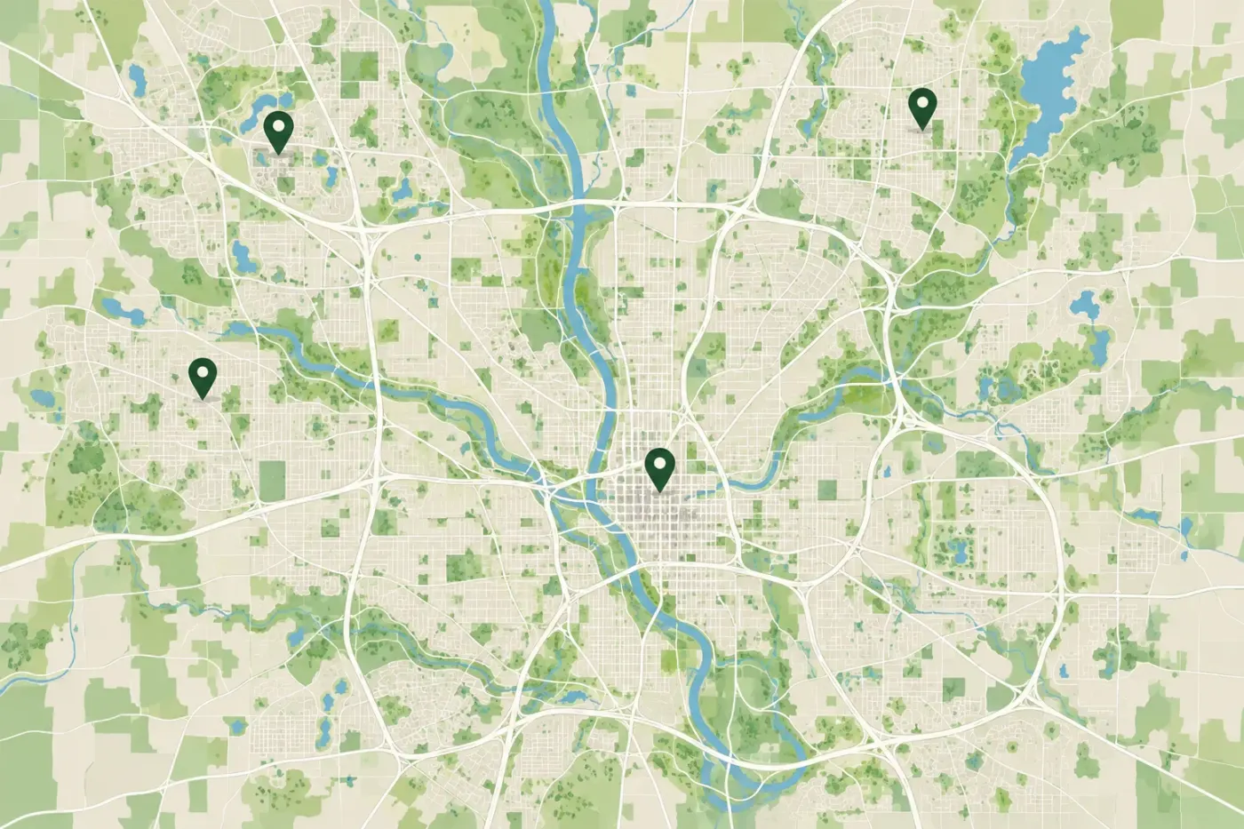 Illustrated map of Columbus and Central Ohio