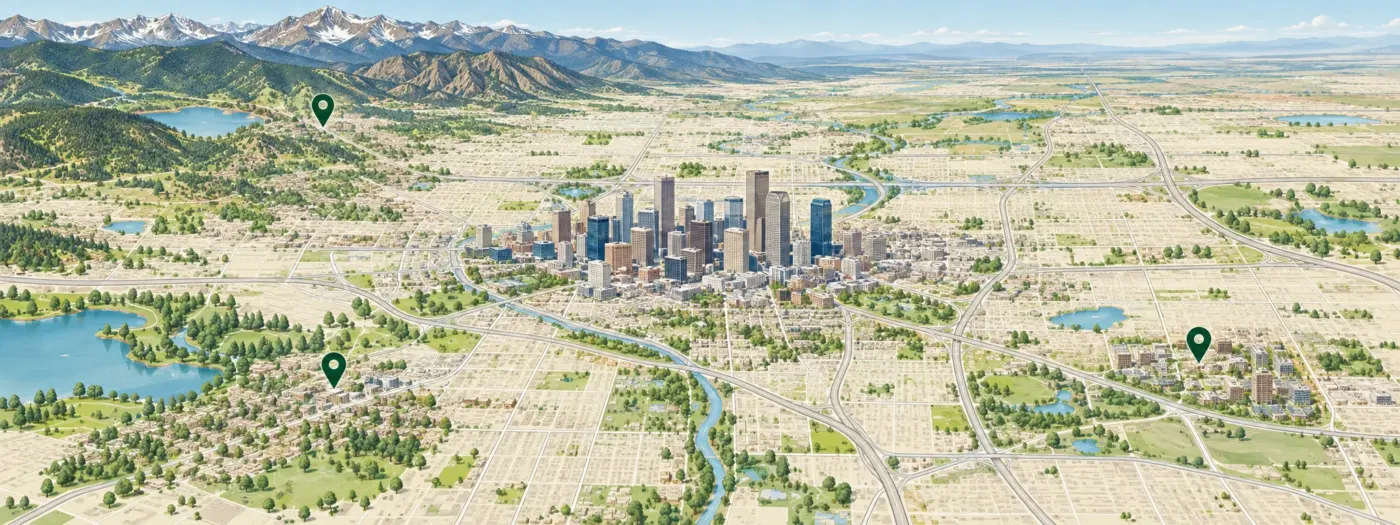 Illustrated map of Denver and the Front Range