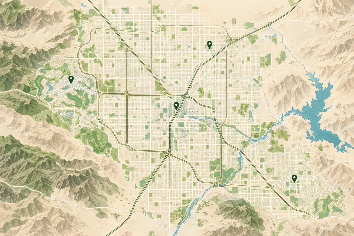 Illustrated map of the Las Vegas Valley