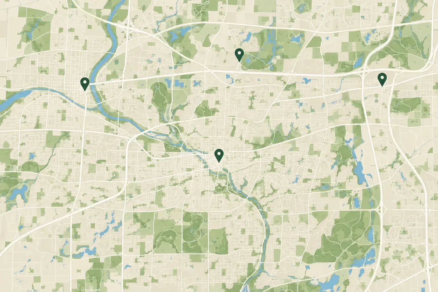 Illustrated map of Naperville and nearby areas
