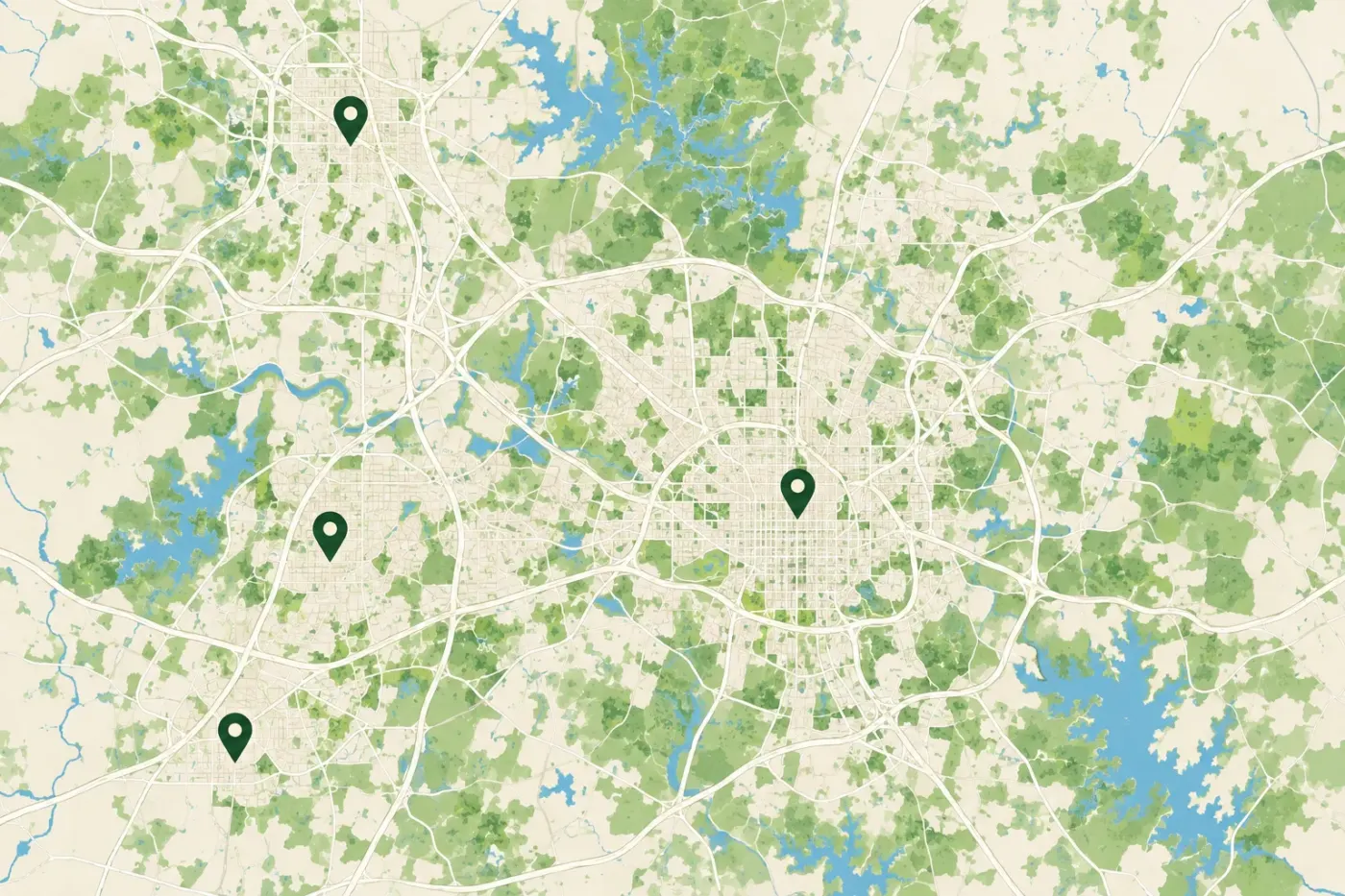 Illustrated map of Raleigh and the Research Triangle