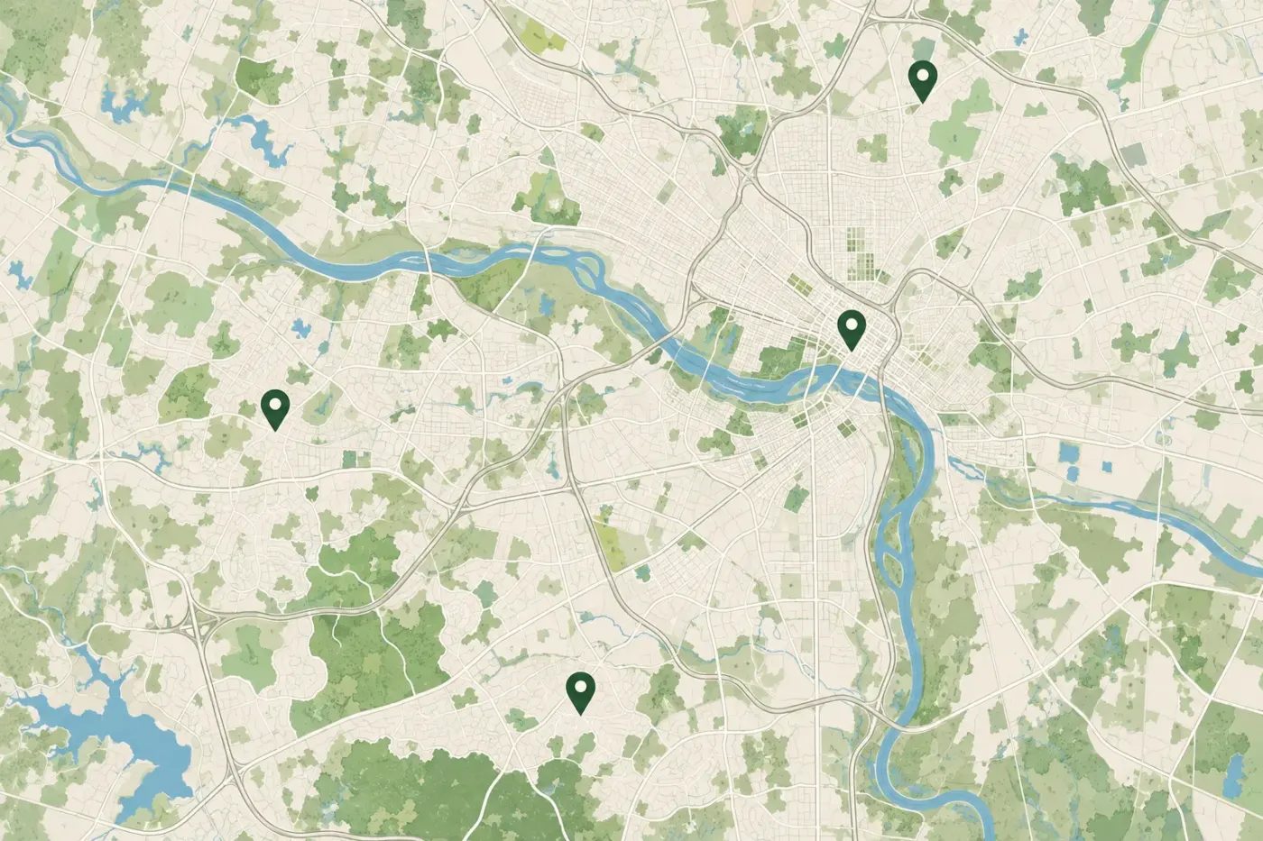 Illustrated map of Richmond and the James River