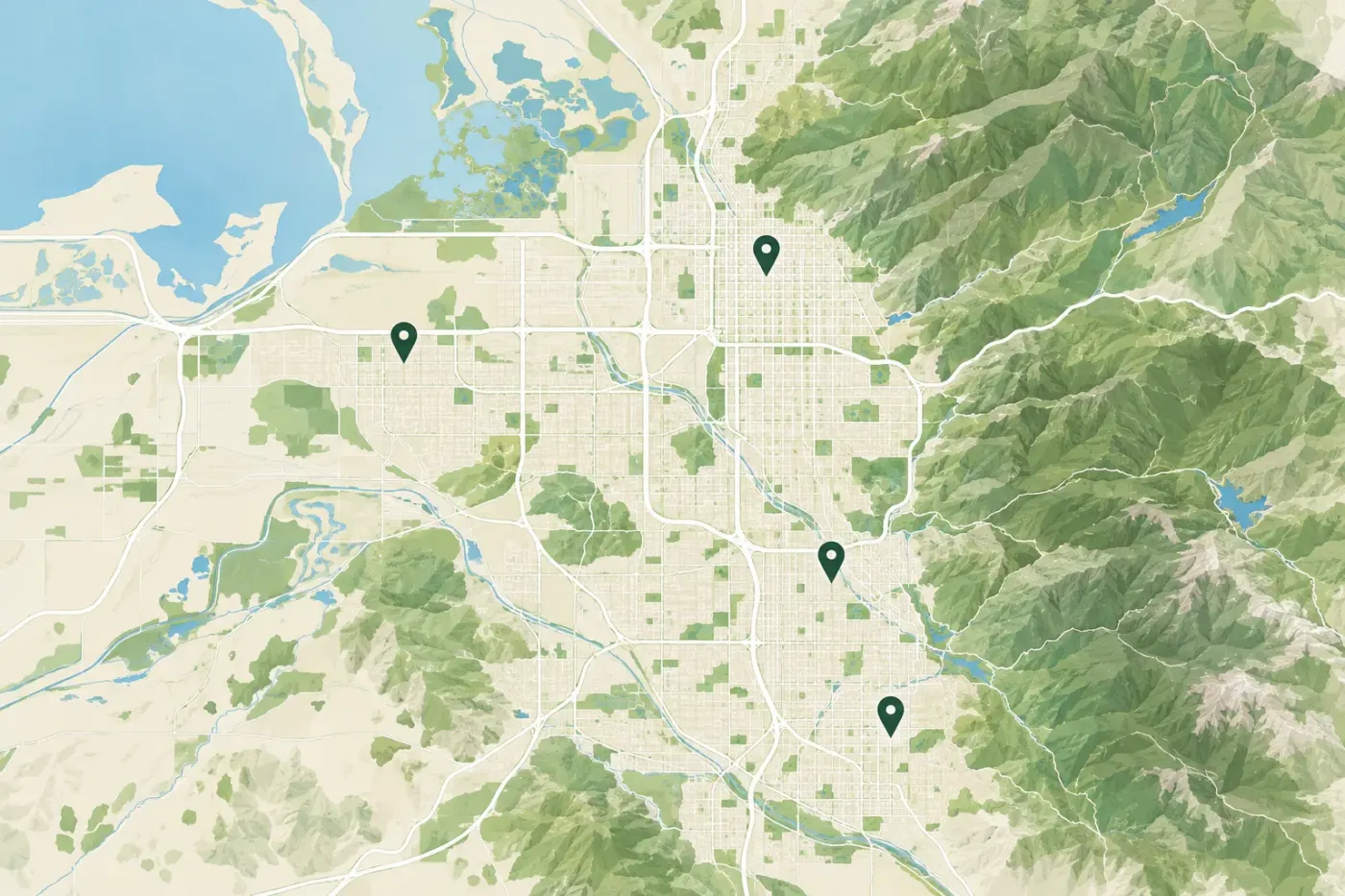 Illustrated map of Salt Lake City and the Wasatch Front