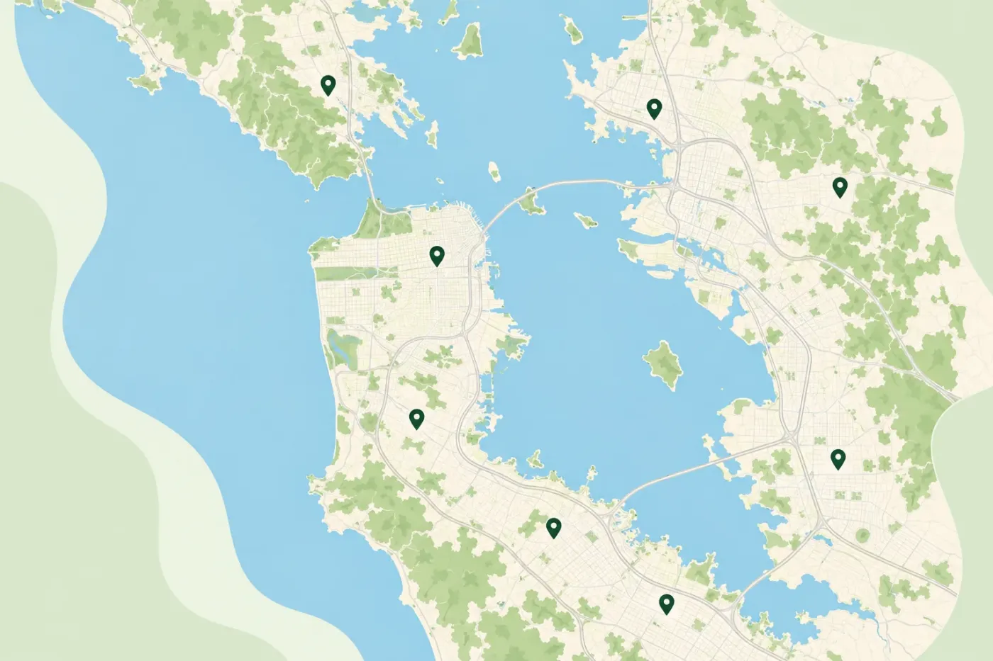 Illustrated map of the San Francisco Bay Area