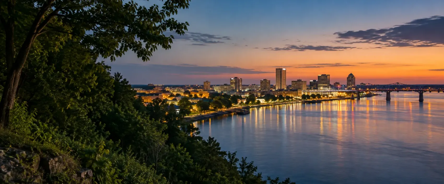 Indiana city lights at dusk