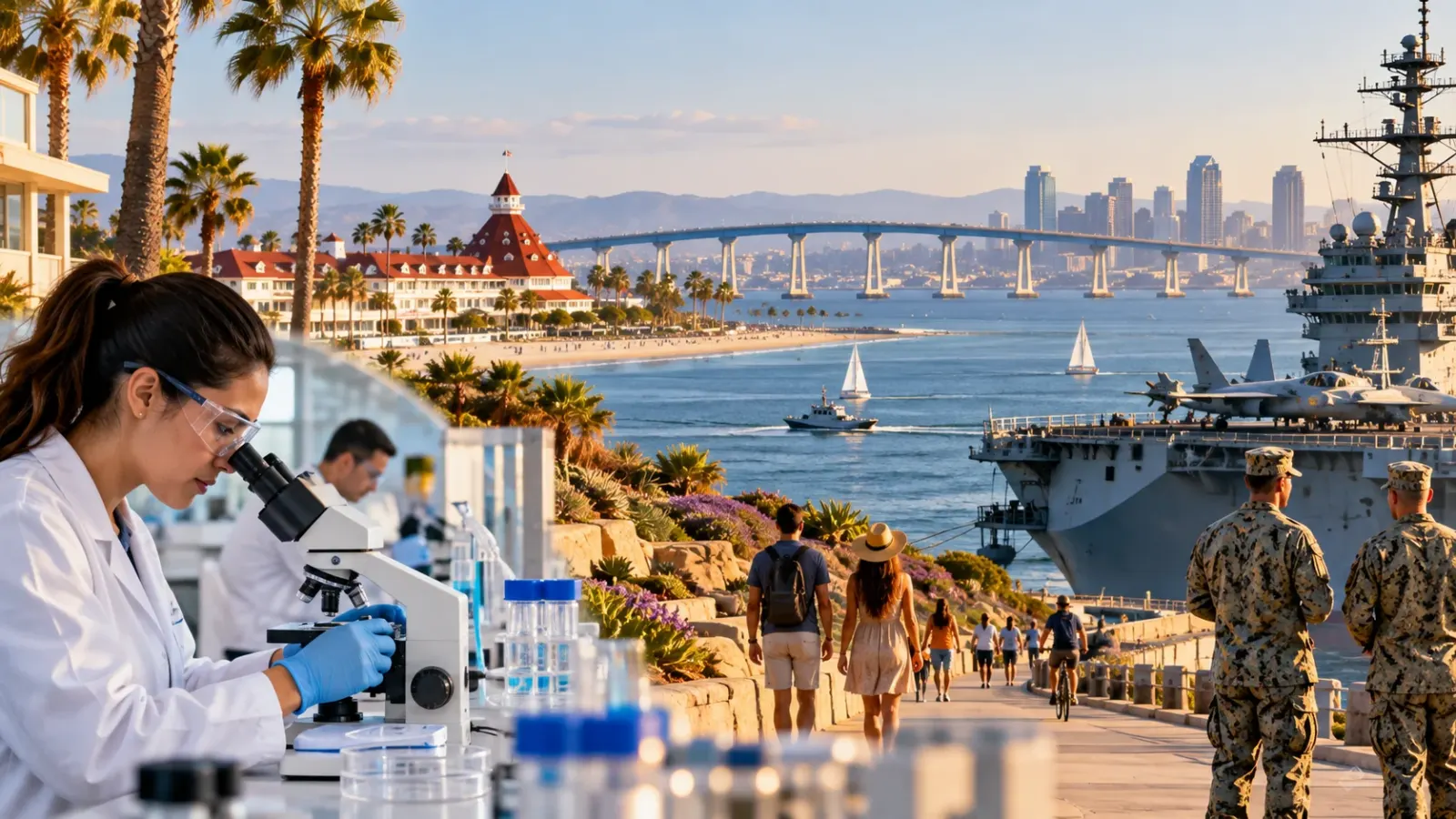 Lab, Navy and harbor scenes along the San Diego waterfront