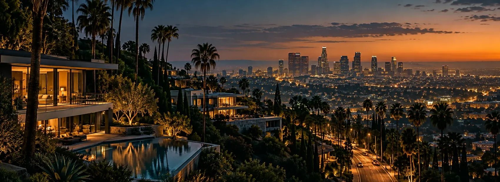 Los Angeles skyline at sunset
