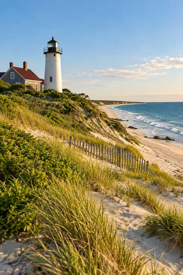Lighthouse and dunes on Cape Cod