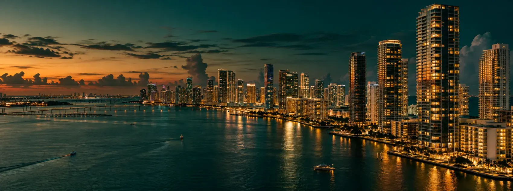 Miami skyline at night