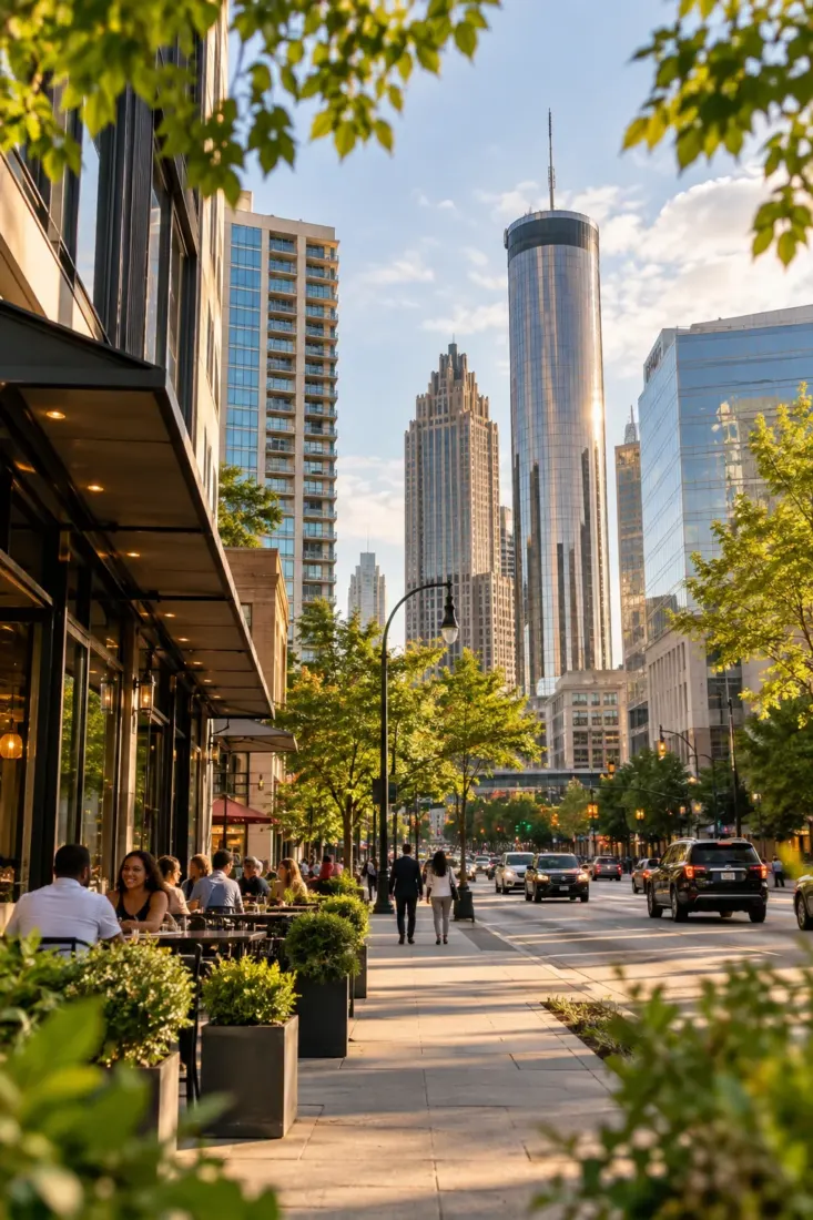 Midtown Atlanta street with office towers