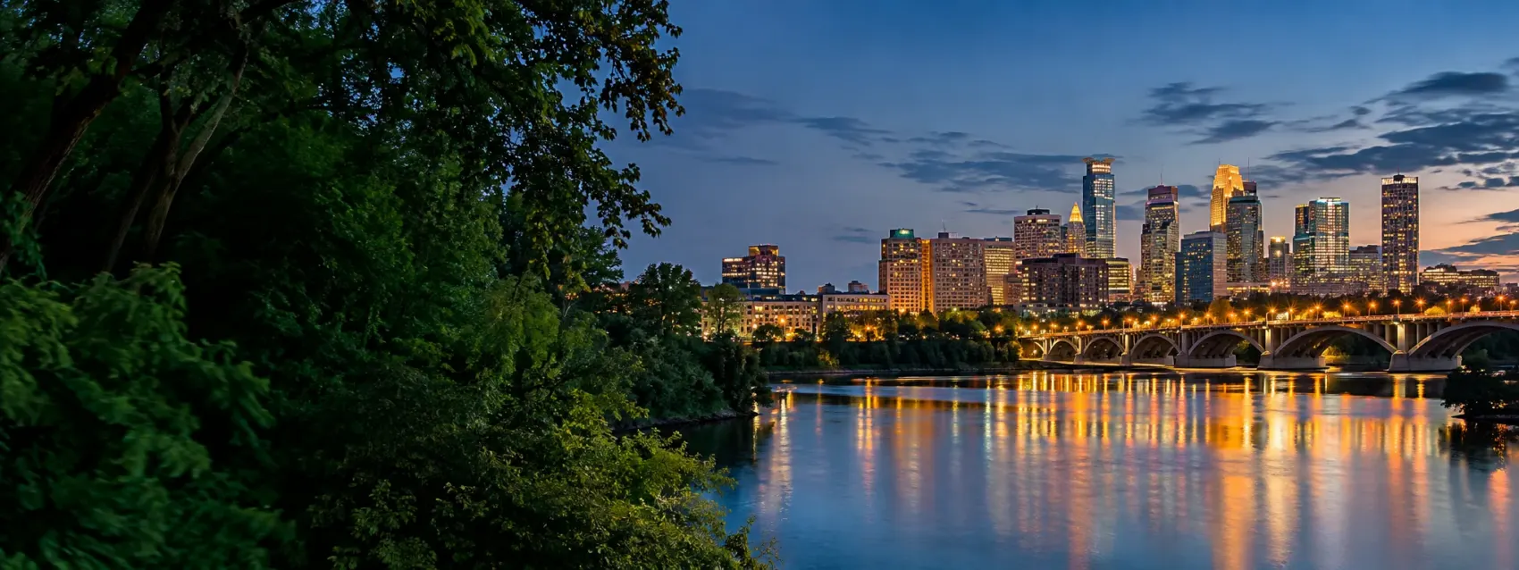 Minnesota city skyline at night
