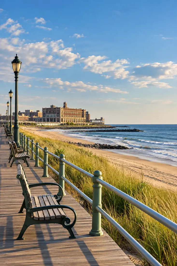Boardwalk and beach on the Jersey Shore