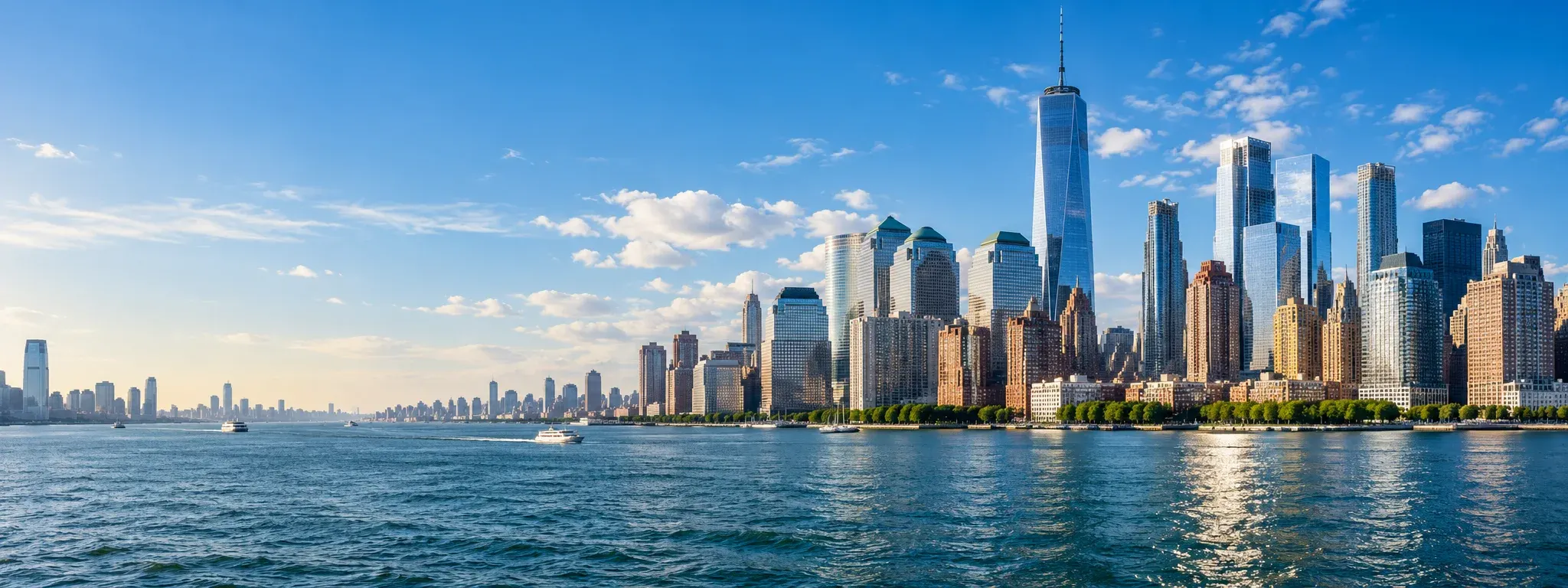 Lower Manhattan skyline across the water, where DevSolutionsAI provides AI services in New York City