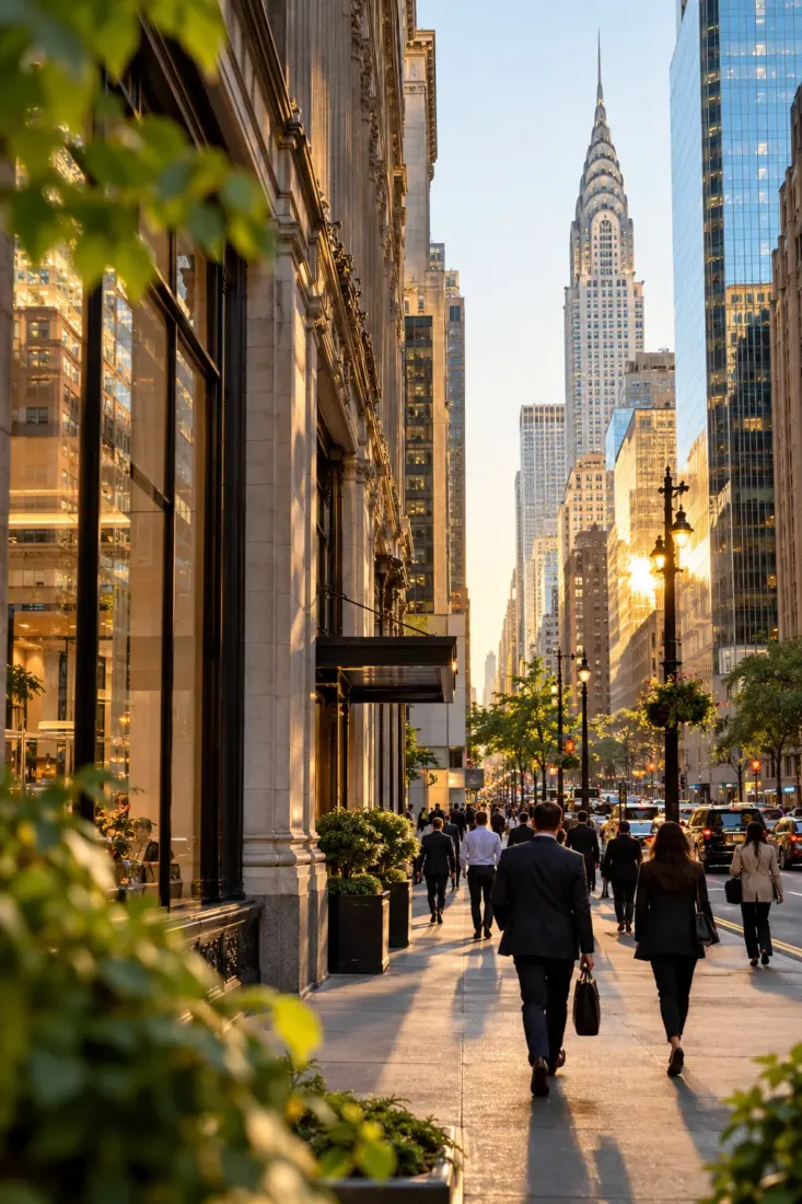 Midtown Manhattan street with the Chrysler Building