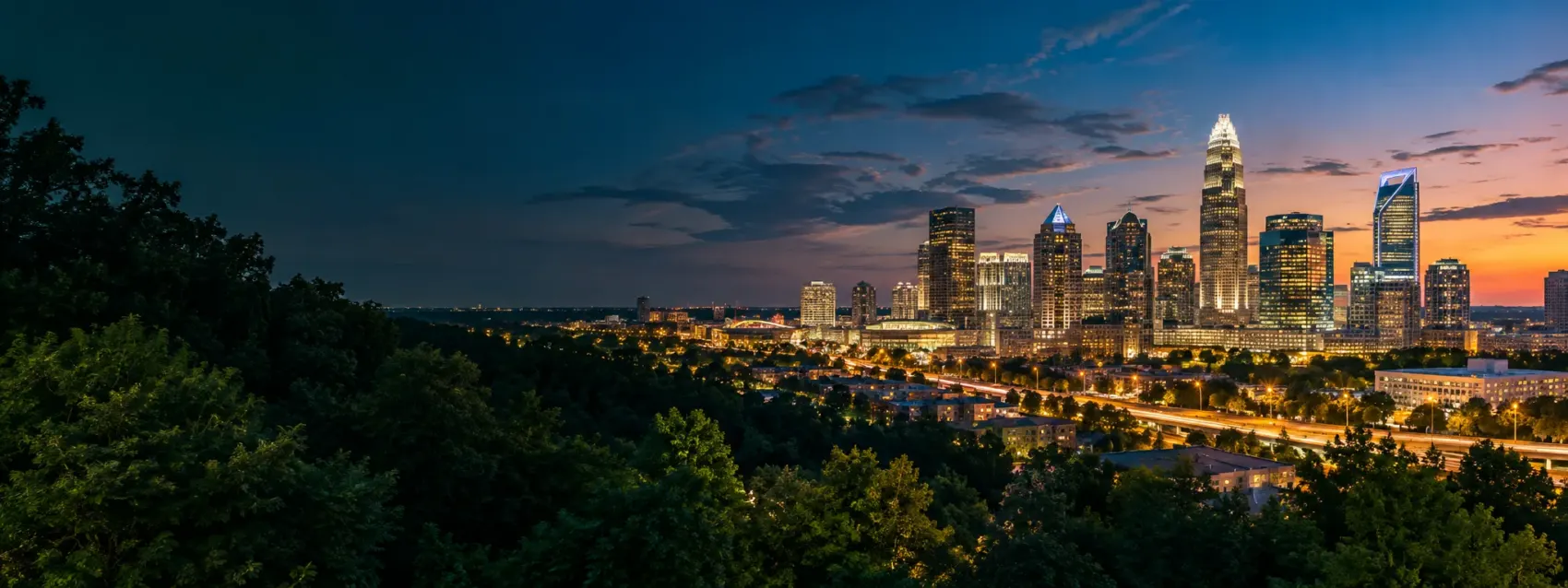 North Carolina city skyline at night