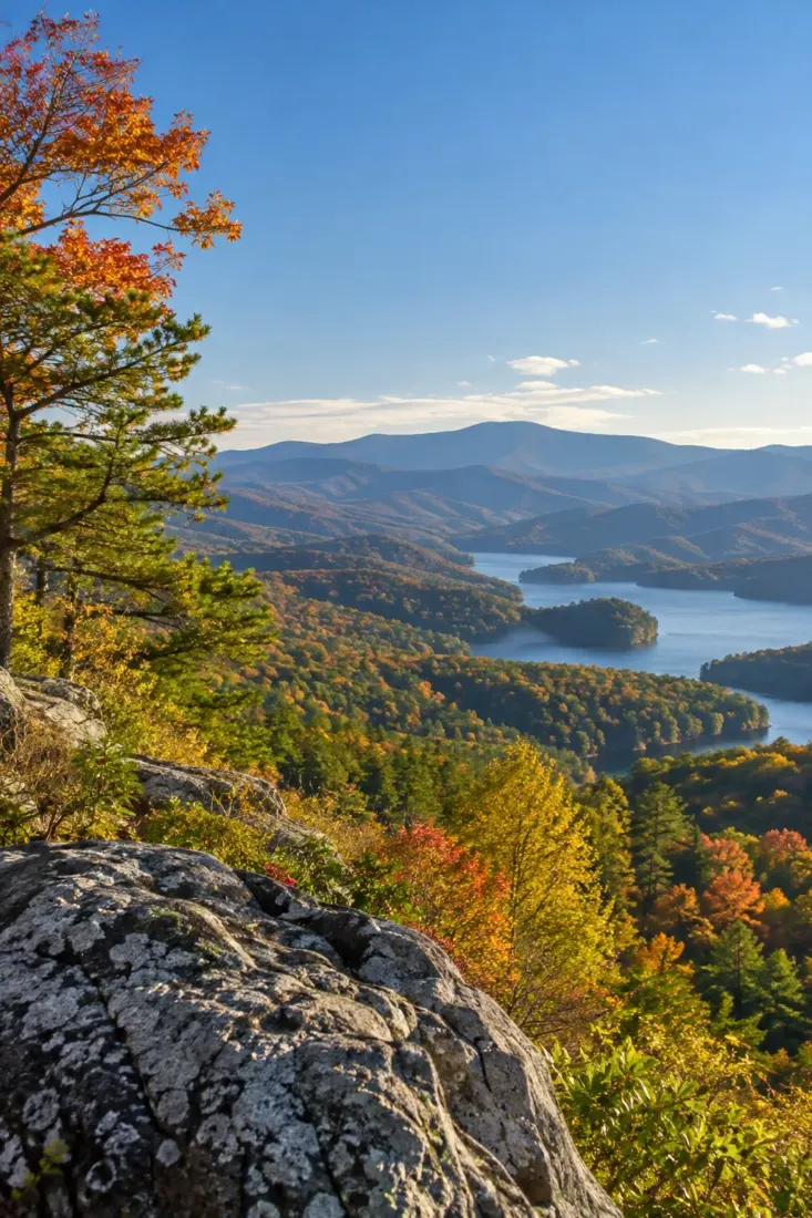 North Georgia mountains and lake in autumn