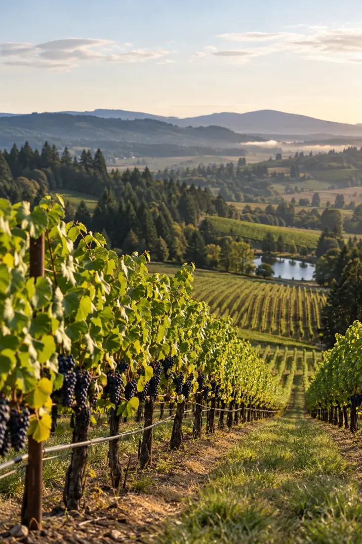 Willamette Valley vineyard rows