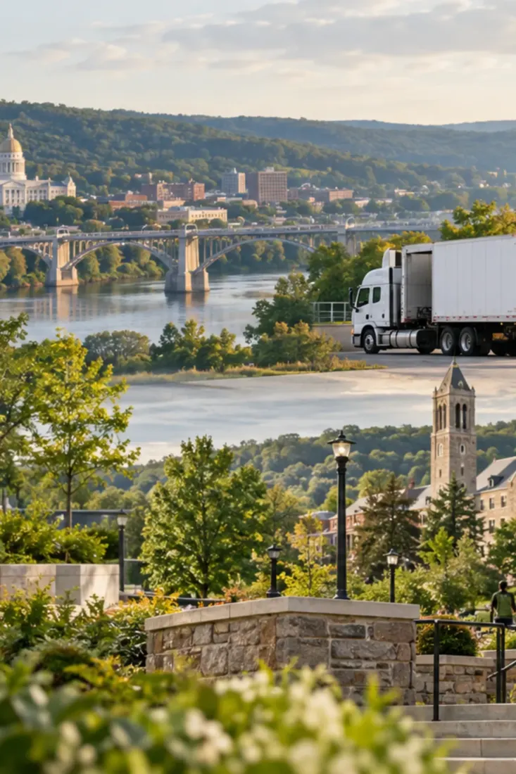 Pennsylvania river town, bridges and freight