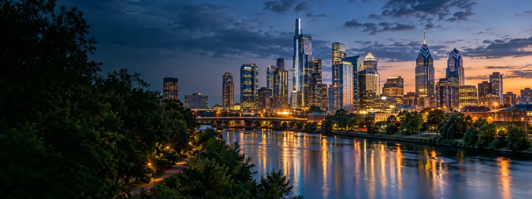 Philadelphia skyline at night