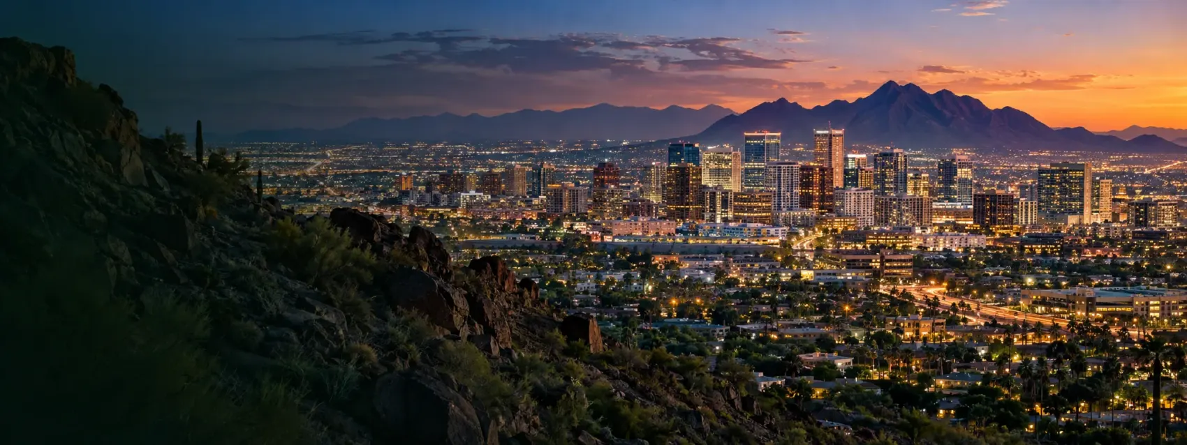 Phoenix city lights at dusk