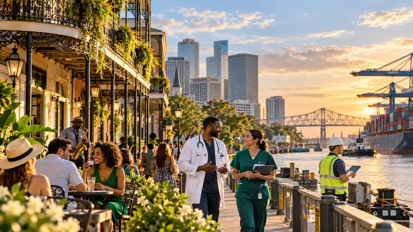 Port, hospitality and healthcare workers in New Orleans