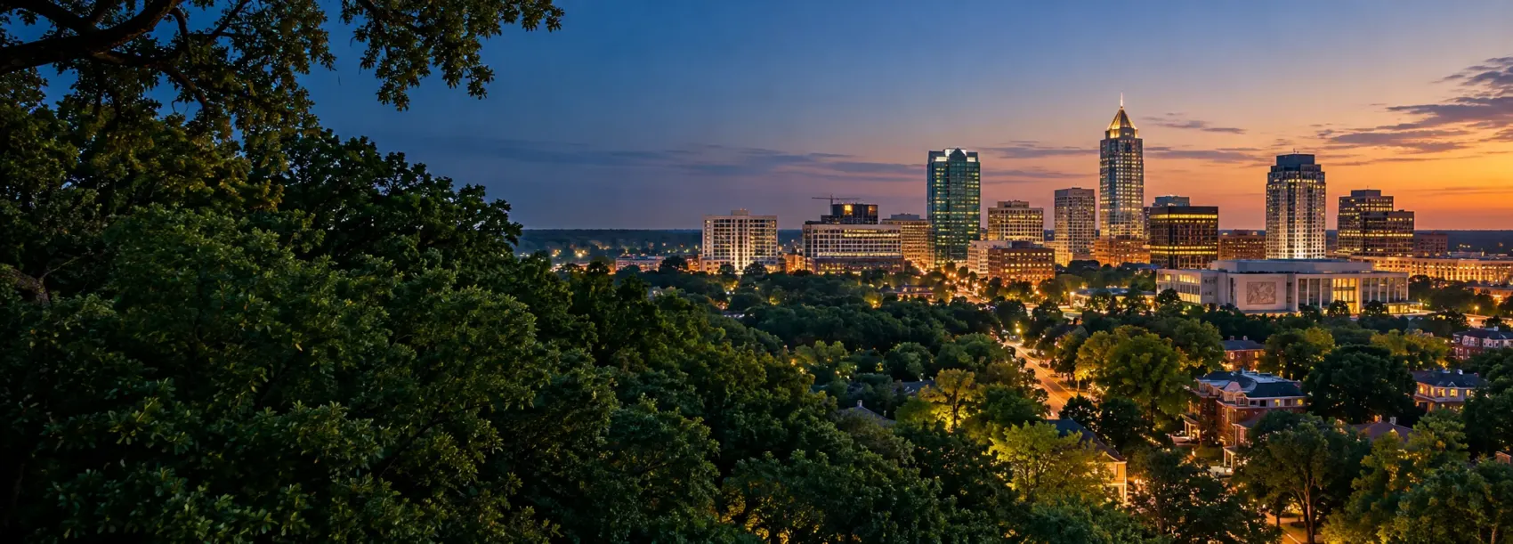 Raleigh skyline at night