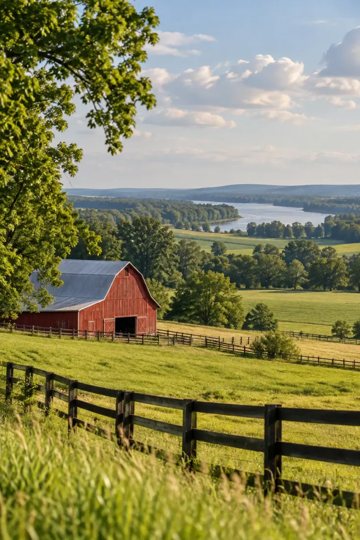 Red barn and pasture in rural Tennessee