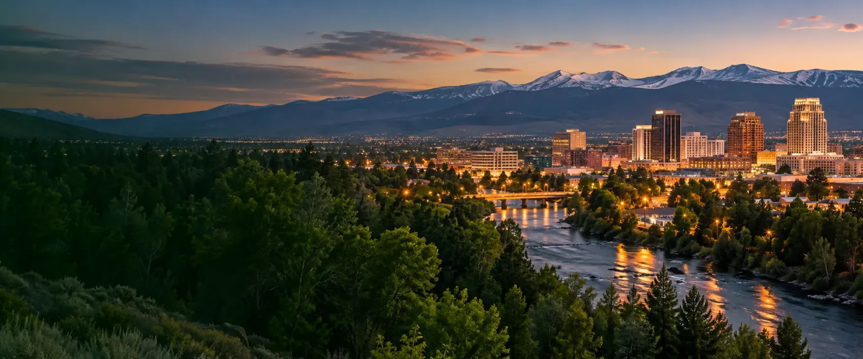 Reno city lights at dusk