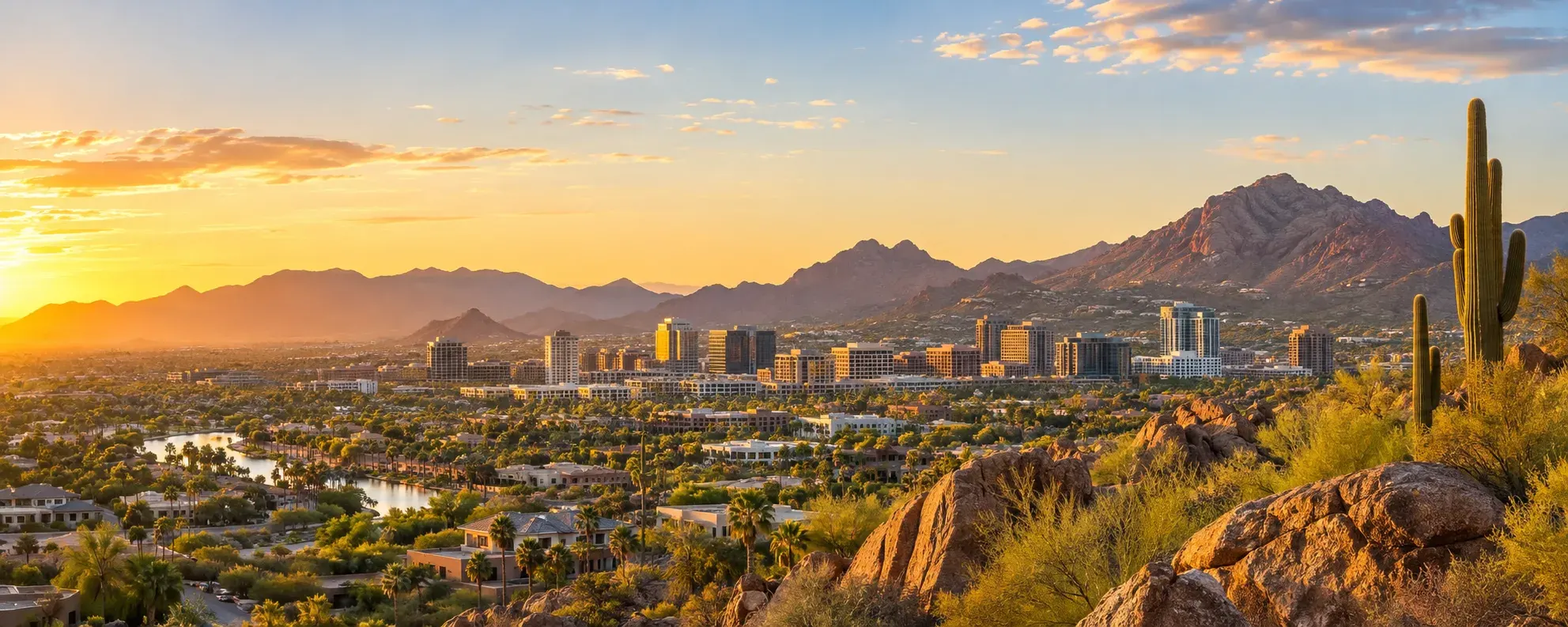 Scottsdale and desert mountains at sunset, where DevSolutionsAI provides AI services in Scottsdale