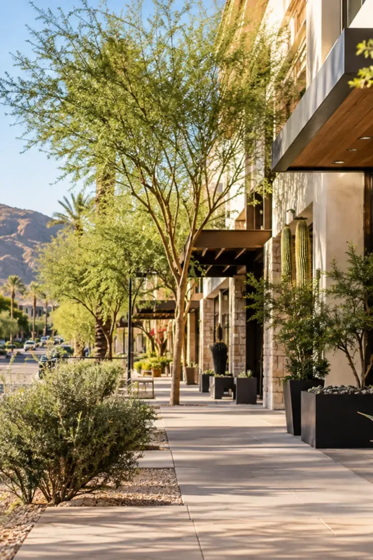 Shaded Old Town Scottsdale sidewalk