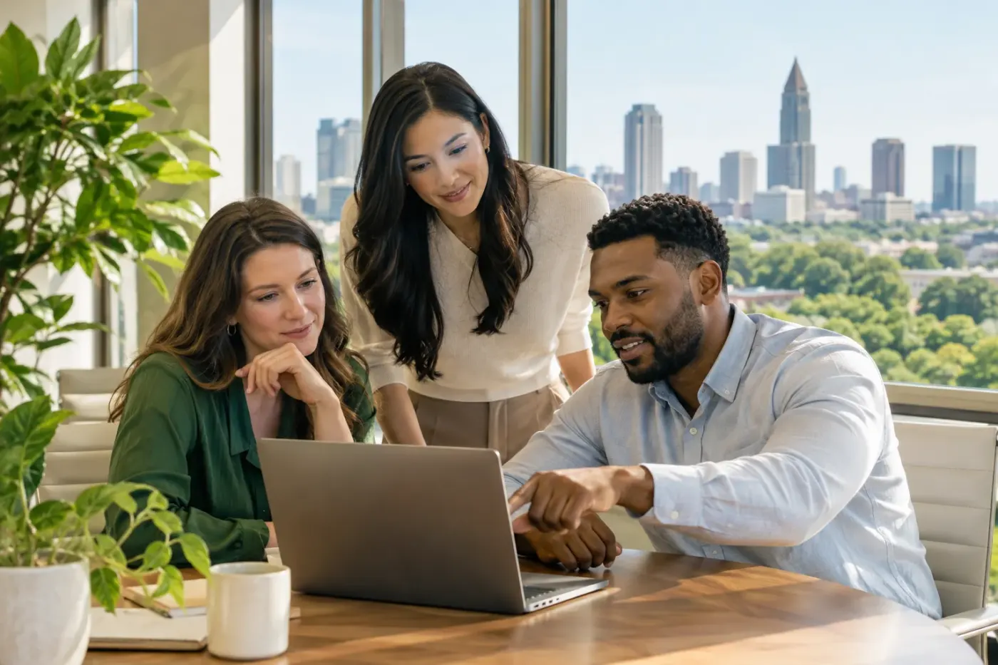 Team working at a laptop in a Georgia office