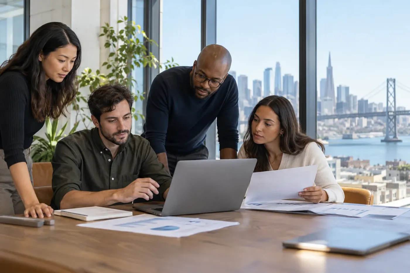 Team working at laptops in a San Francisco office