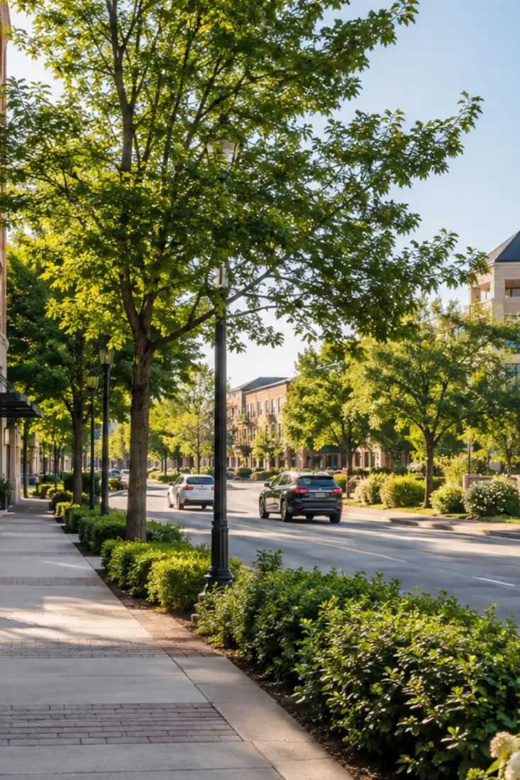 Tree-lined street in Naperville