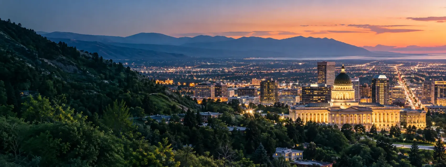 Utah city lights at dusk